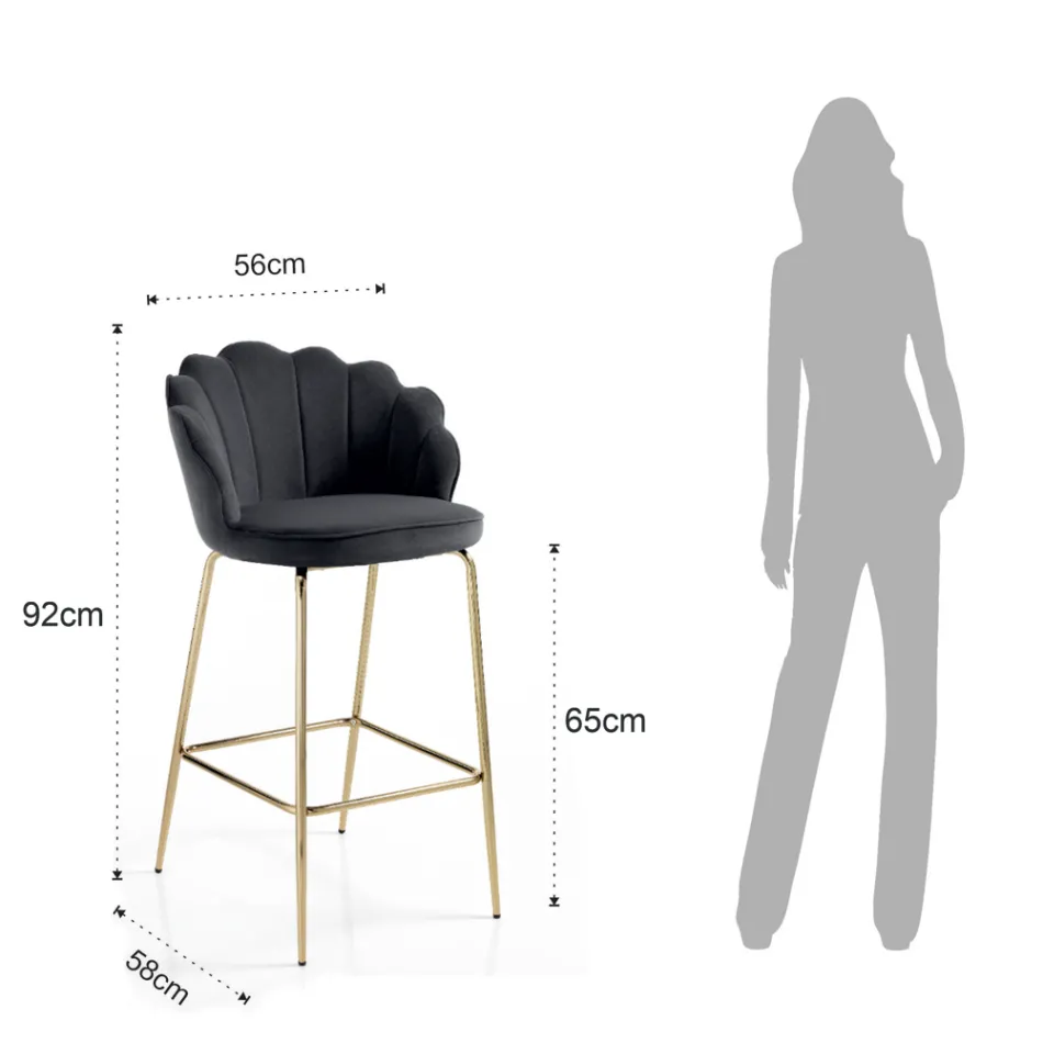 Taburete con Asiento Acolchado Revestido en Tela - Silicona Viadurini