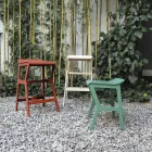 Taburete con estructura de madera maciza de haya Made in Italy - Ratisbona Viadurini