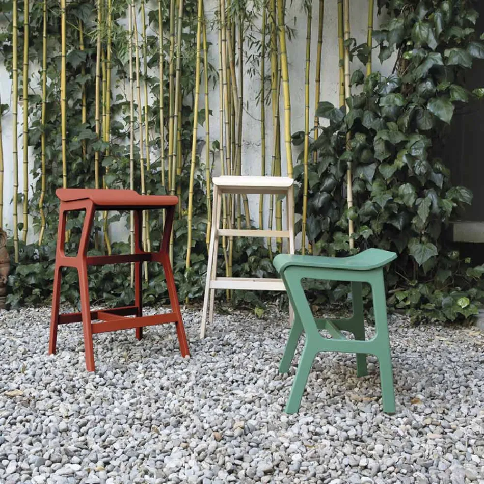 Taburete con estructura de madera maciza de haya Made in Italy - Ratisbona Viadurini