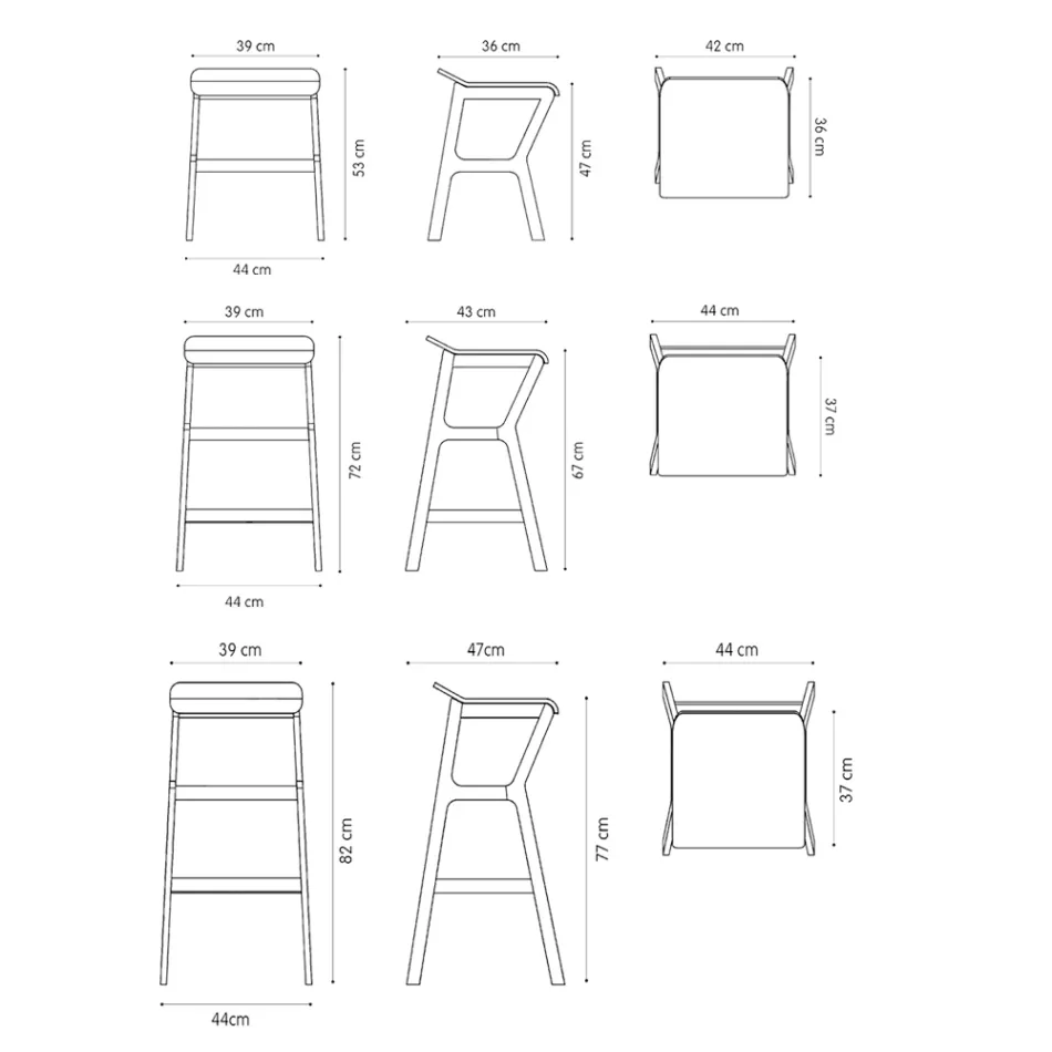 Taburete con estructura de madera maciza de haya Made in Italy - Ratisbona Viadurini