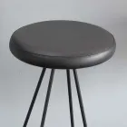 Taburete con estructura de metal negro y asiento de ecopiel negra - Miscia Viadurini