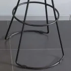 Taburete con estructura de metal negro y asiento de ecopiel negra - Miscia Viadurini