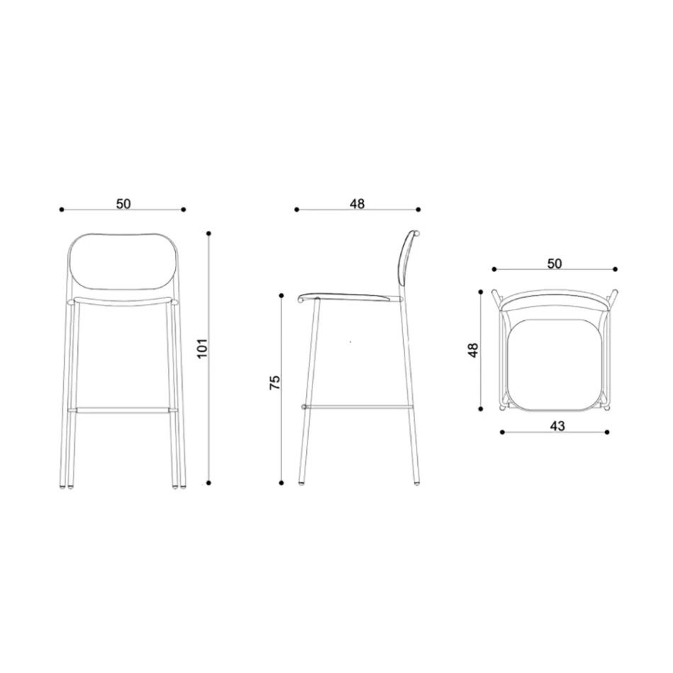 Taburete de cocina en madera de roble y metal Made in Italy 2 piezas - Saffia Viadurini