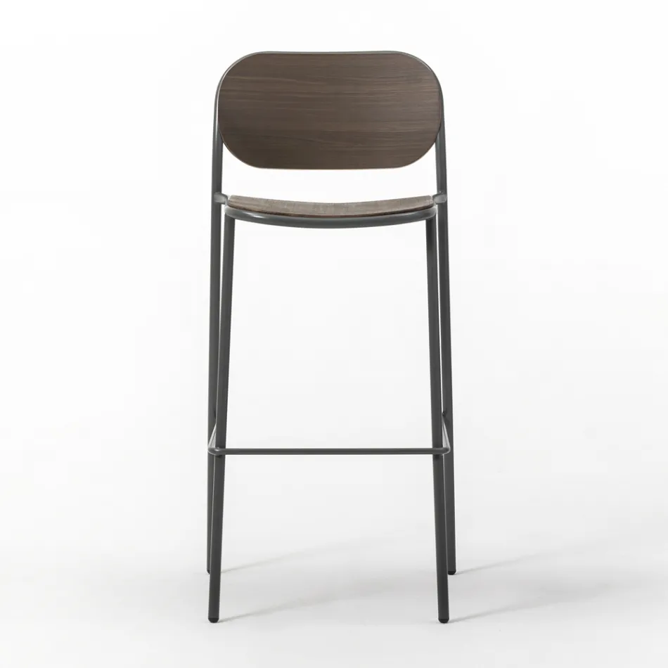 Taburete de cocina en madera de roble y metal Made in Italy 2 piezas - Saffia Viadurini