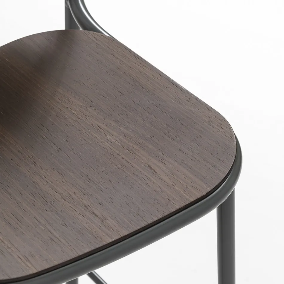 Taburete de cocina en madera de roble y metal Made in Italy 2 piezas - Saffia Viadurini