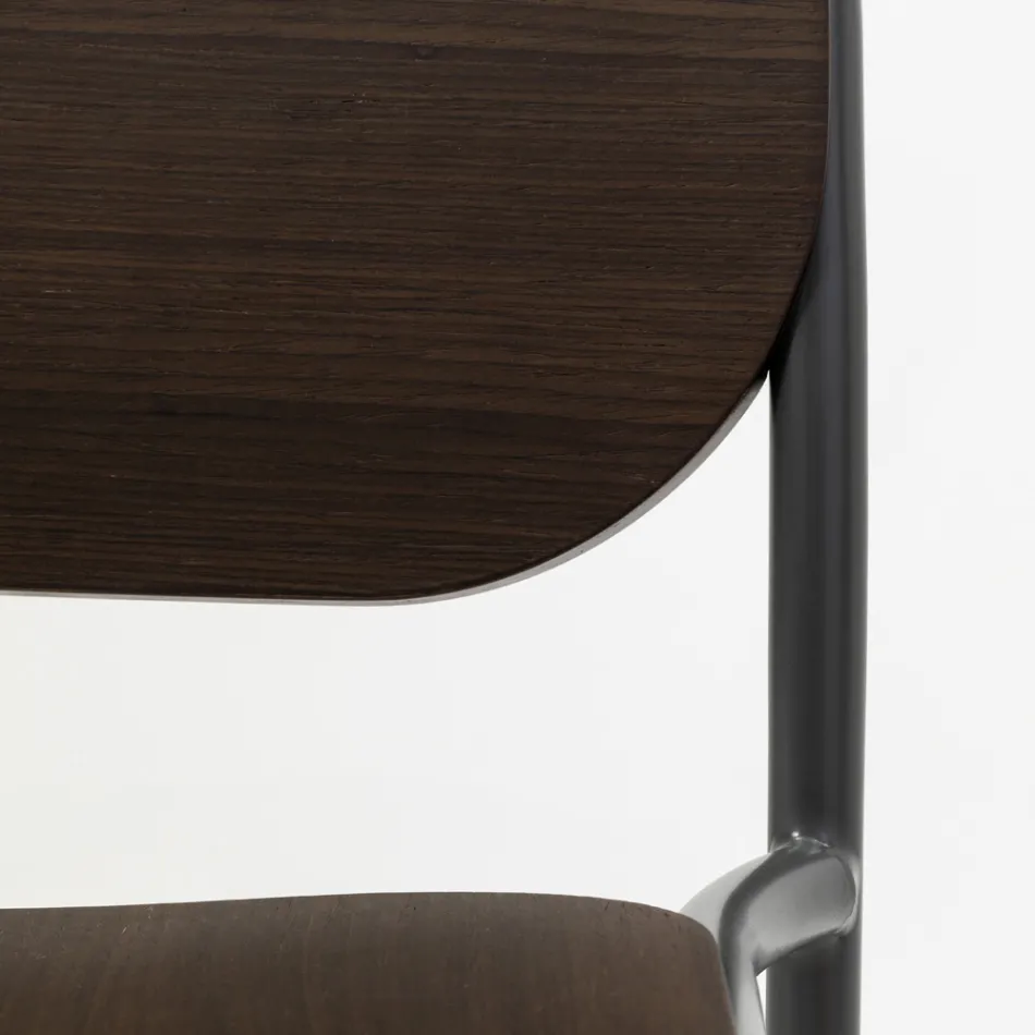 Taburete de cocina en madera de roble y metal Made in Italy 2 piezas - Saffia Viadurini