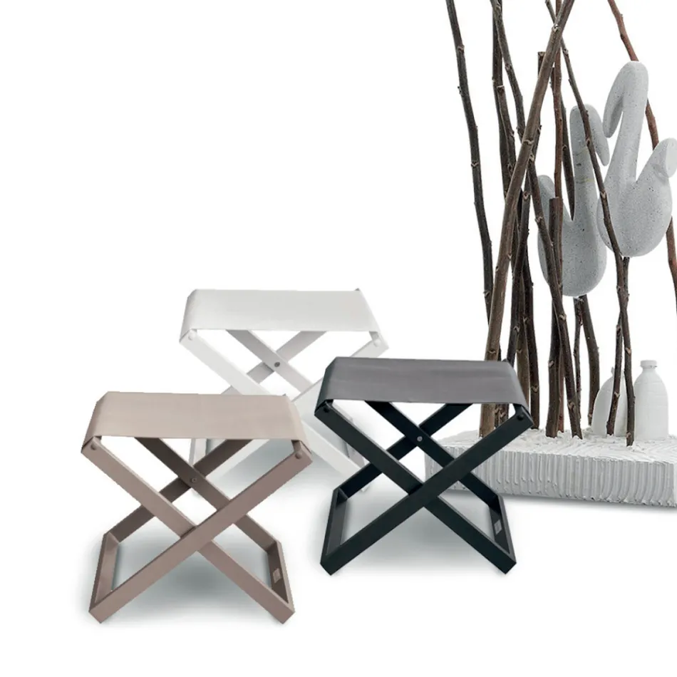 Taburete de exterior en aluminio pintado y textilene - Edward Viadurini