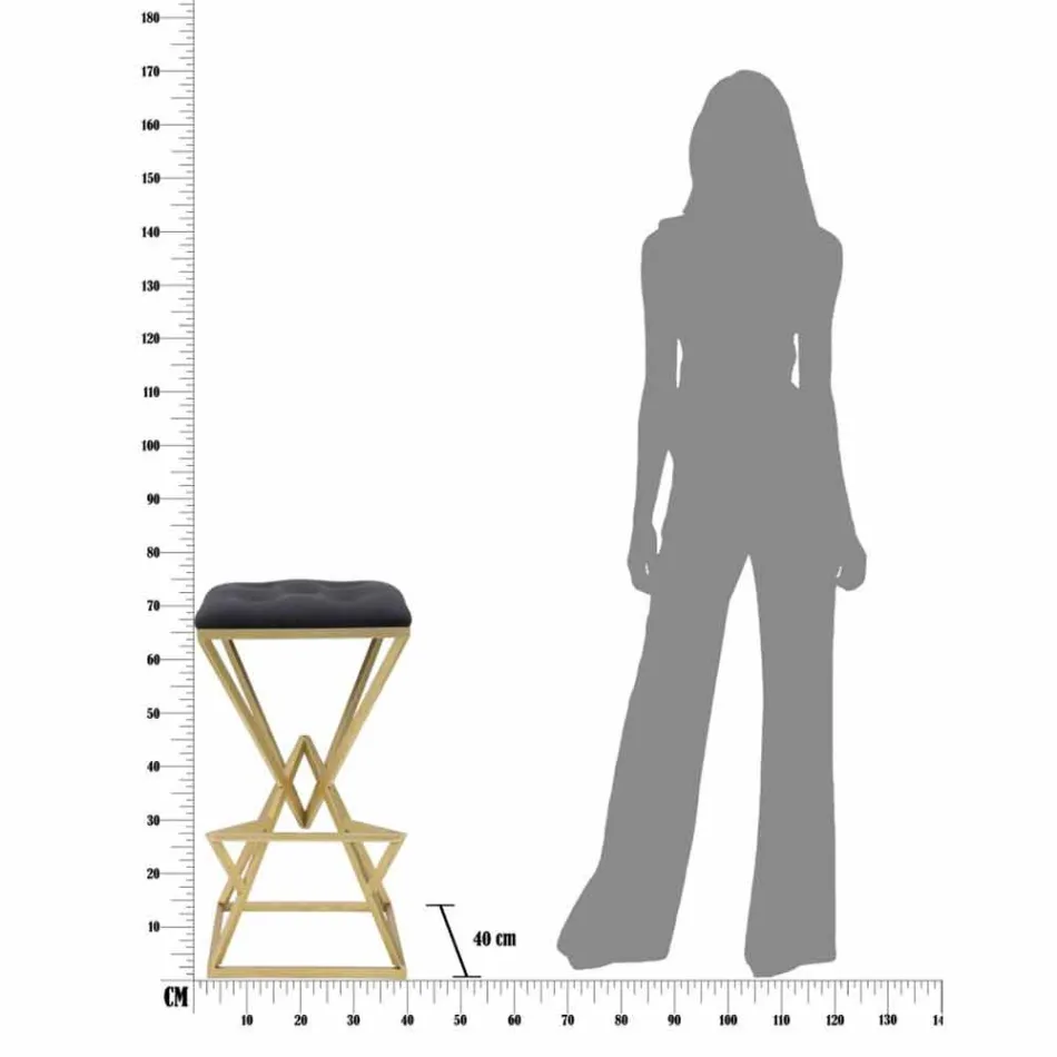 Taburete de bar alto cuadrado de diseño en hierro y tela - Sillie Viadurini