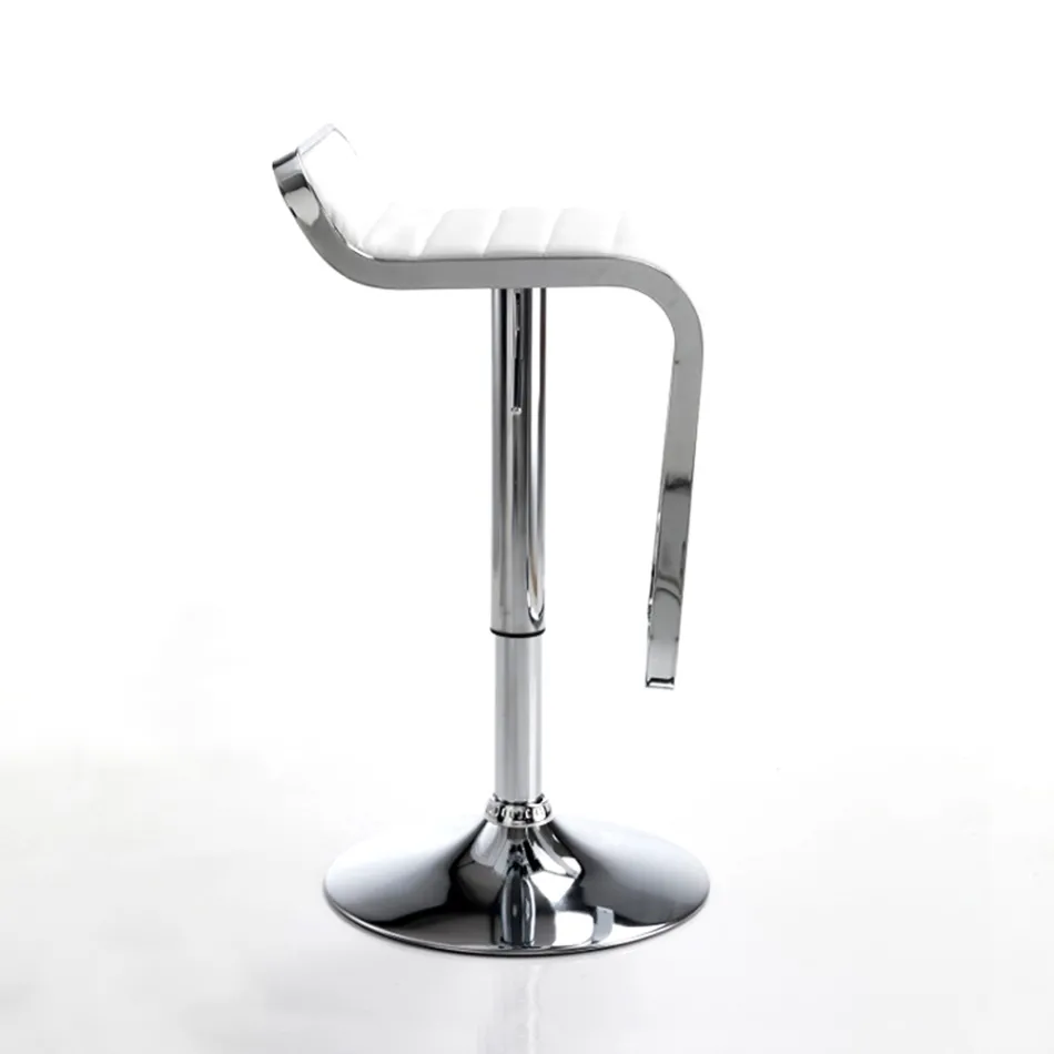 Taburete de bar en piel sintética y metal - Berchelio Viadurini