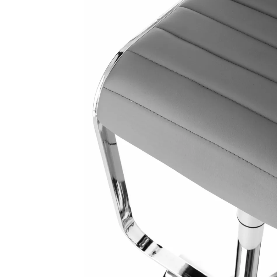 Taburete de bar en piel sintética y metal - Berchelio Viadurini