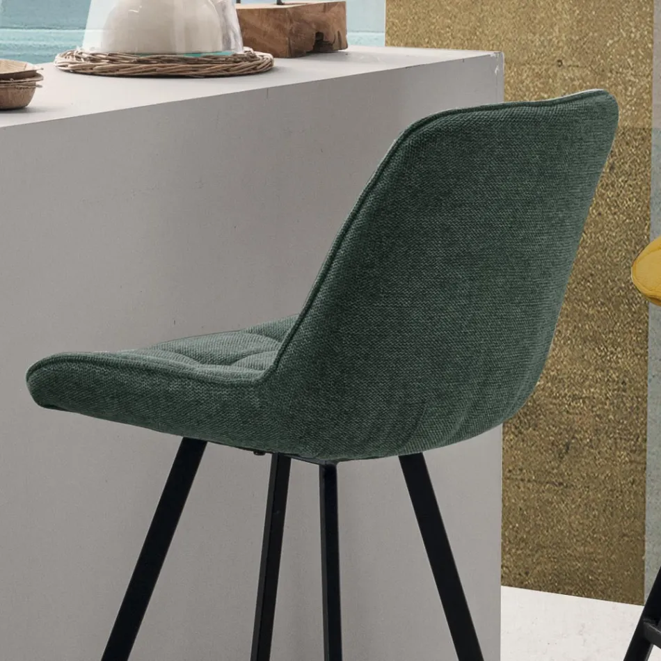 Taburete de Cocina Tapizado con Estructura Metálica 2 Piezas - Raggia Viadurini