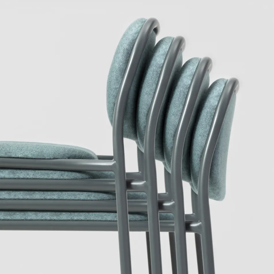 Taburete de Cocina en Tela y Metal Made in Italy 2 Piezas - Sangria Viadurini