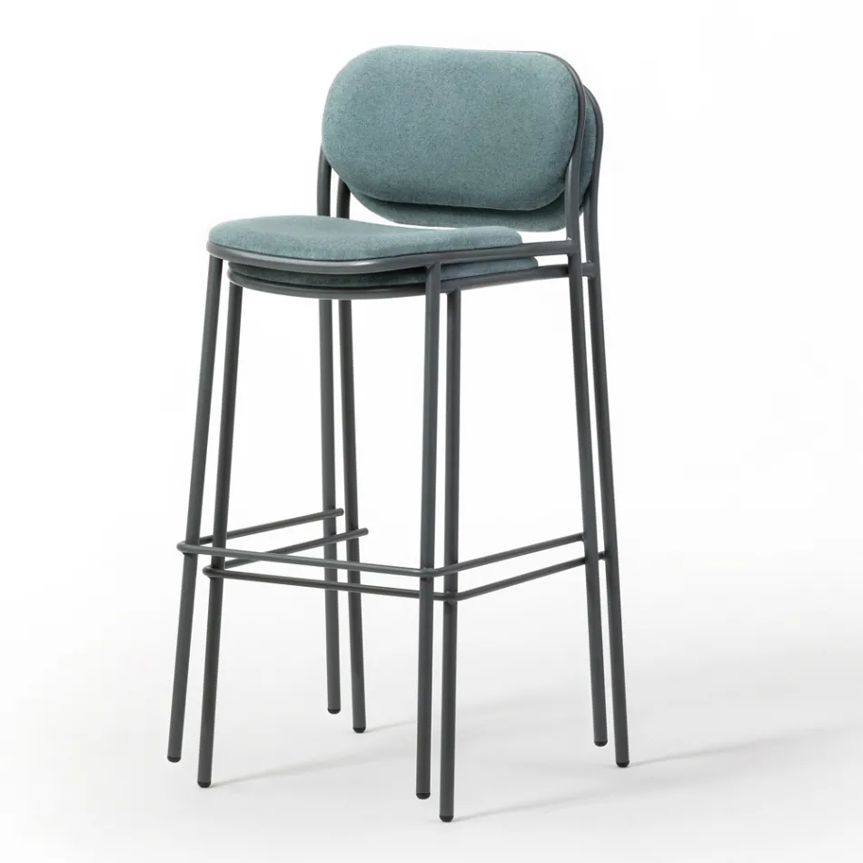 Taburete de Cocina en Tela y Metal Made in Italy 2 Piezas - Sangria Viadurini