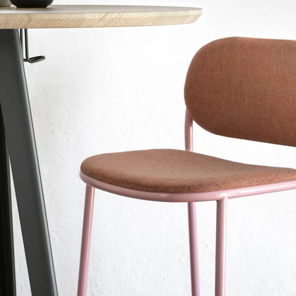 Taburete de Cocina en Tela y Metal Made in Italy 2 Piezas - Sangria Viadurini