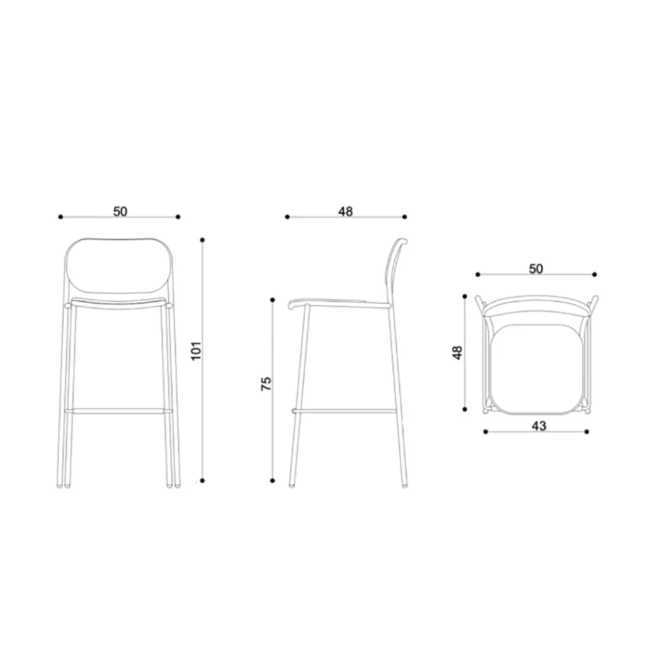 Taburete de Cocina en Tela y Metal Made in Italy 2 Piezas - Sangria Viadurini