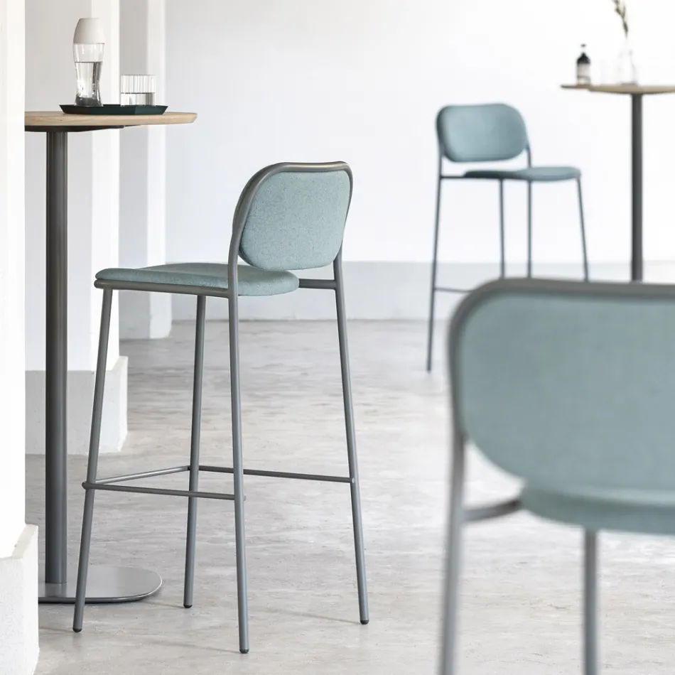 Taburete de Cocina en Tela y Metal Made in Italy 2 Piezas - Sangria Viadurini