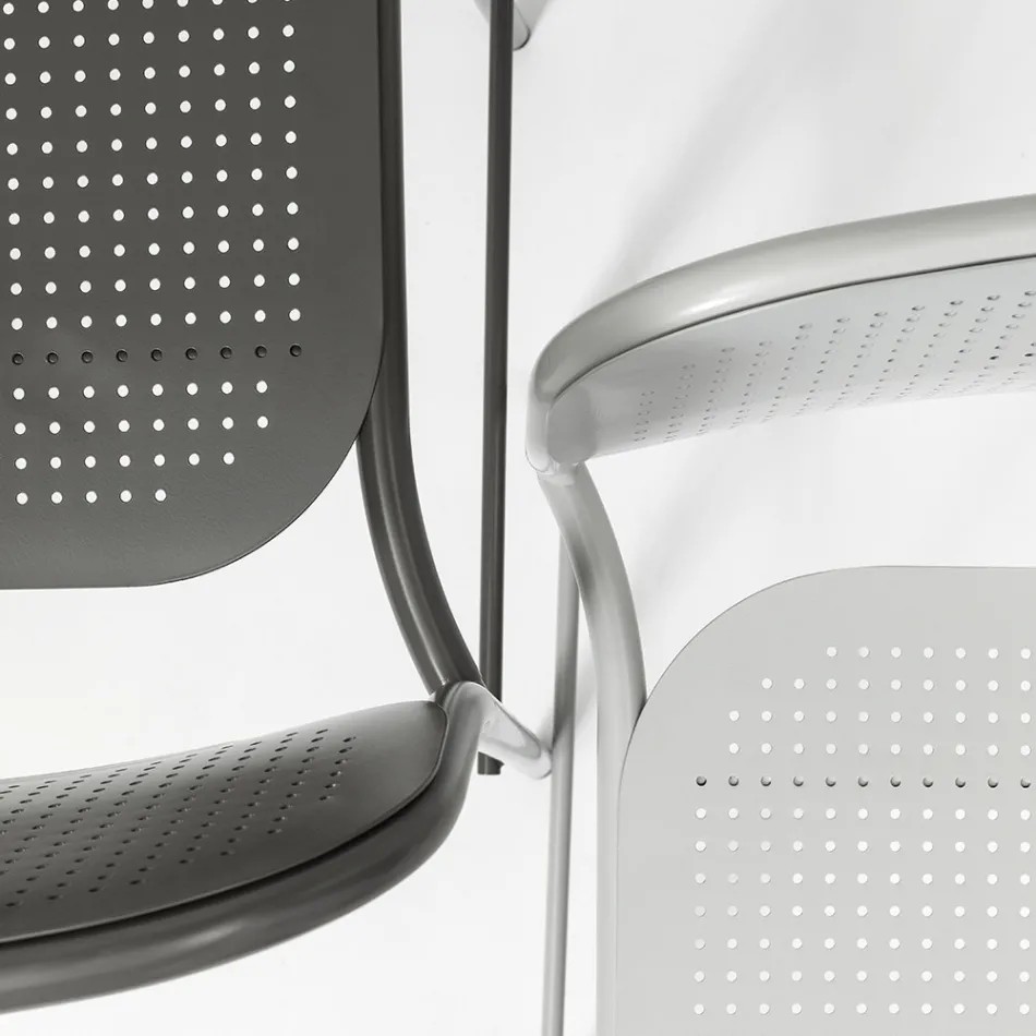 Taburete de exterior apilable de metal Made in Italy 2 piezas - Synergy Viadurini