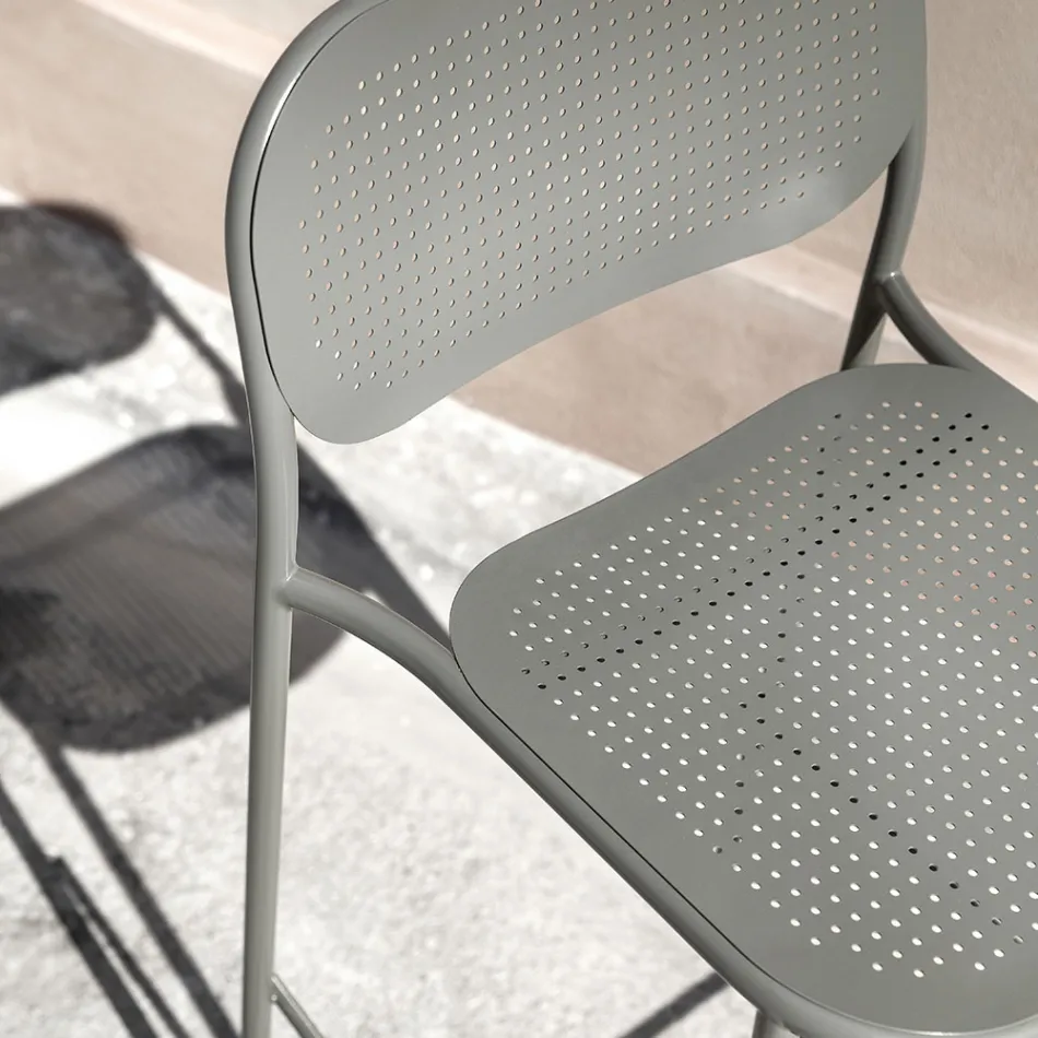 Taburete de exterior apilable de metal Made in Italy 2 piezas - Synergy Viadurini