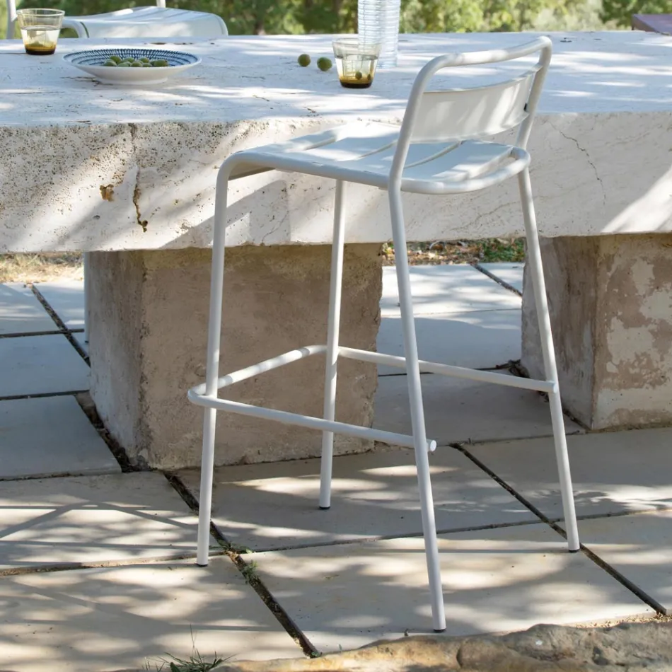 Taburete apilable para exteriores en metal galvanizado Made in Italy - Amina Viadurini