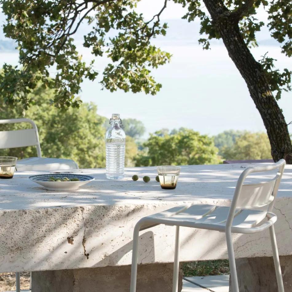 Taburete apilable para exteriores en metal galvanizado Made in Italy - Amina Viadurini