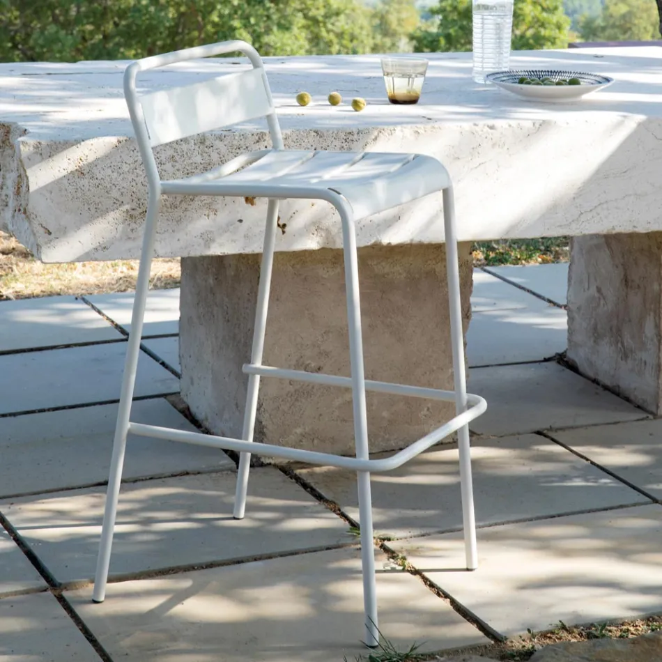 Taburete apilable para exteriores en metal galvanizado Made in Italy - Amina Viadurini