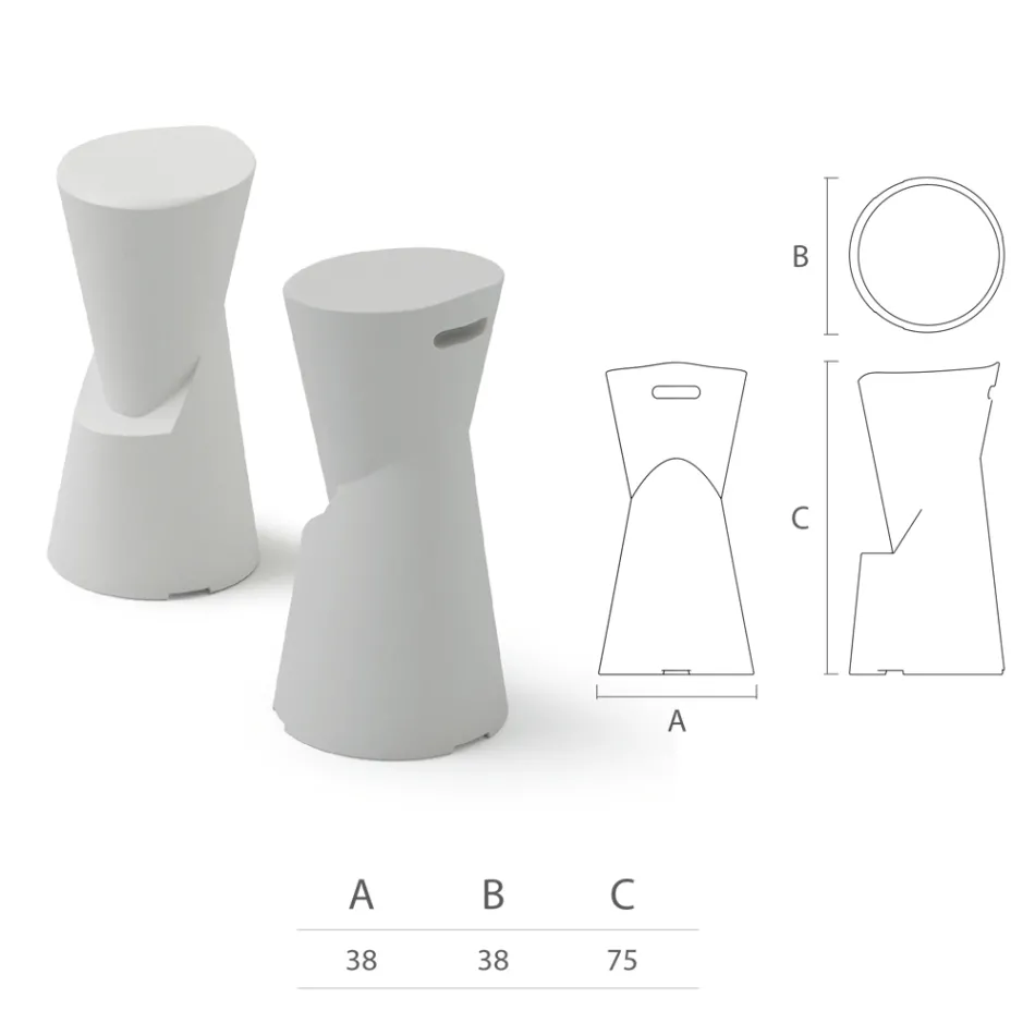 Taburete Exterior en Polietileno 7 Colores Made in Italy - Crema Viadurini