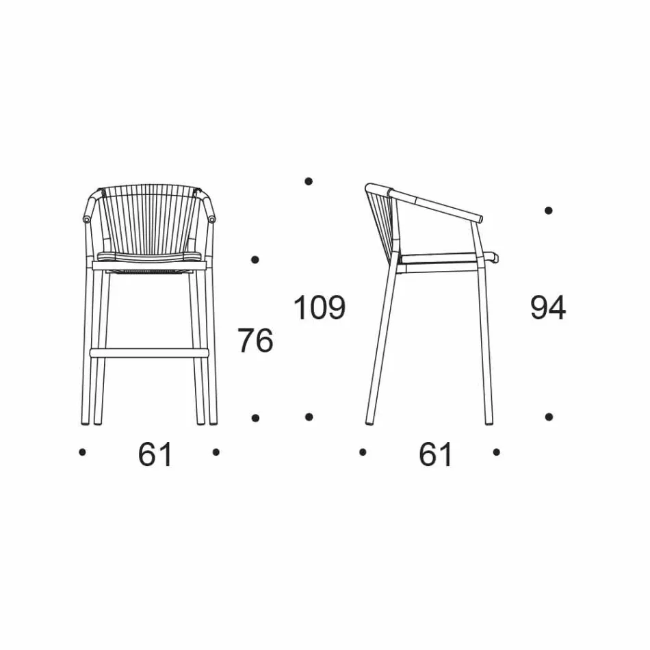 Taburete de jardín apilable de aluminio y tela técnica - Smart by Varaschin Viadurini
