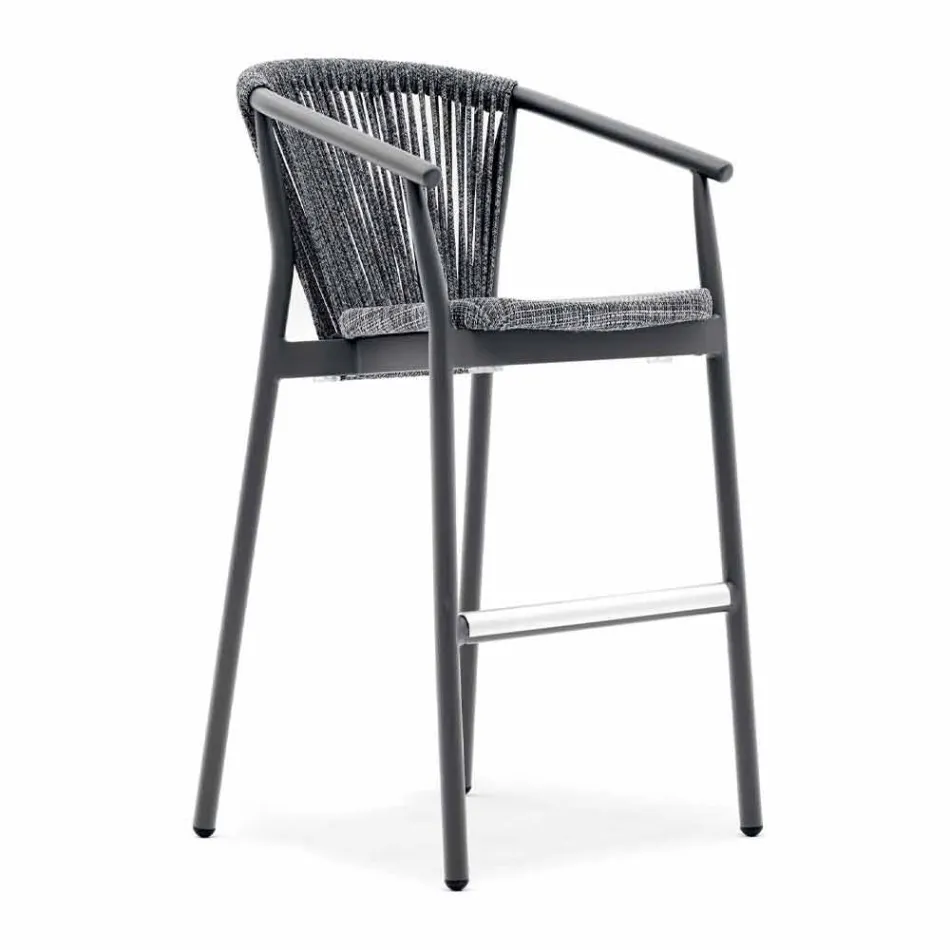 Taburete de jardín apilable de aluminio y tela técnica - Smart by Varaschin Viadurini