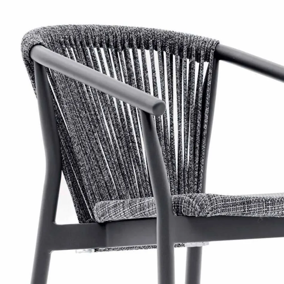 Taburete de jardín apilable de aluminio y tela técnica - Smart by Varaschin Viadurini