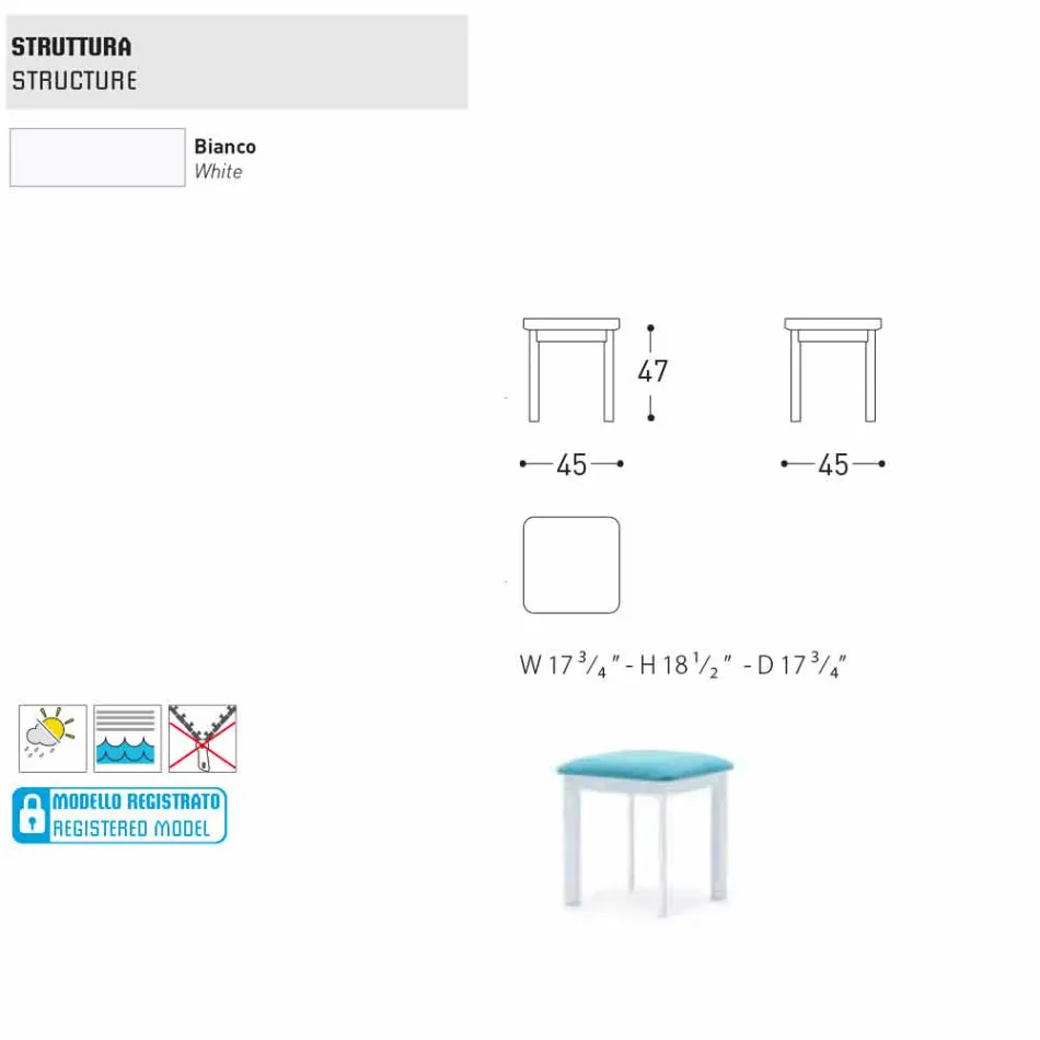 Taburete de jardín Varaschin System en tejido tapizado y aluminio. Viadurini