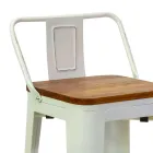 Taburete de hierro y madera para interior y exterior - Papelería Viadurini