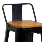 Taburete de hierro y madera para interior y exterior - Papelería Viadurini