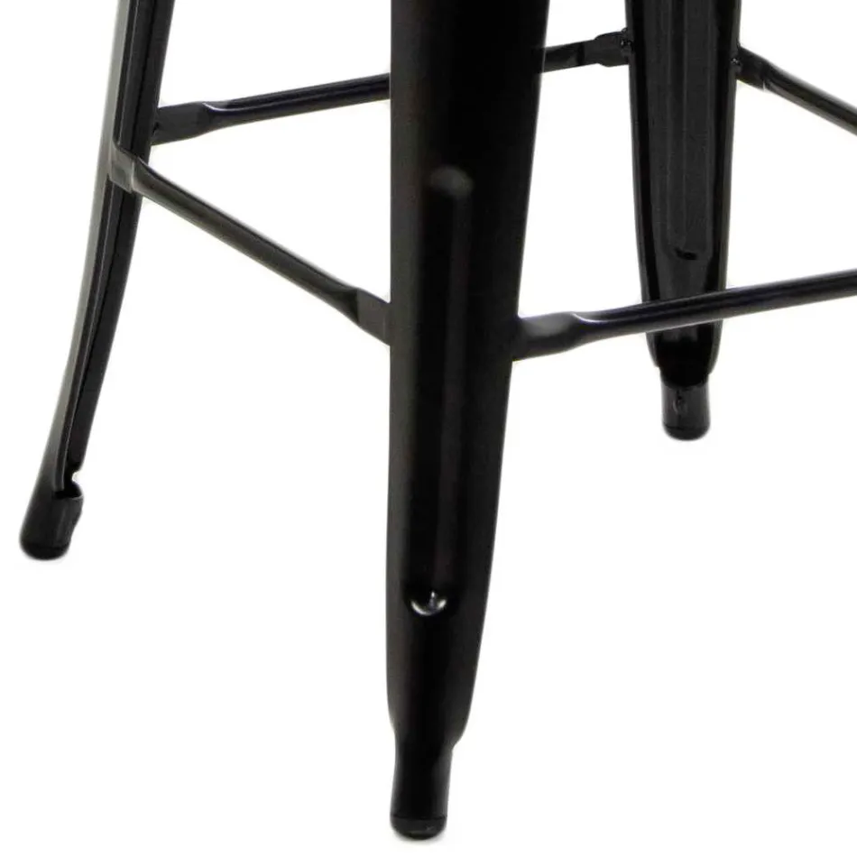 Taburete de hierro y madera para interior y exterior - Papelería Viadurini