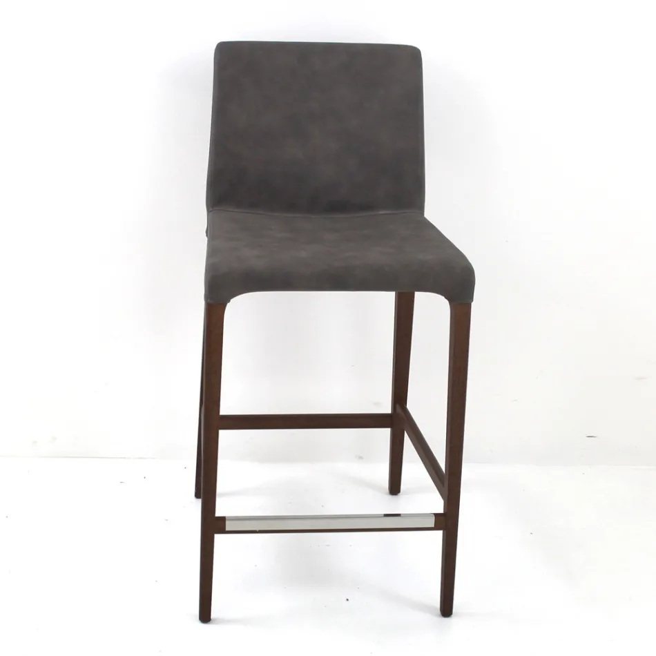 Taburete de interior en madera de fresno y cuero sintético Made in Italy - Floki Viadurini