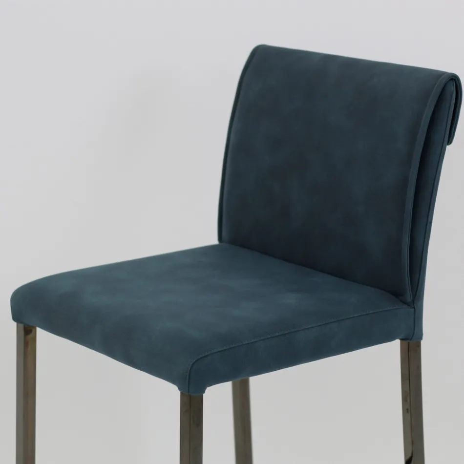 Taburete de salón en piel sintética y estructura en Nikel Made in Italy - Cleto Viadurini