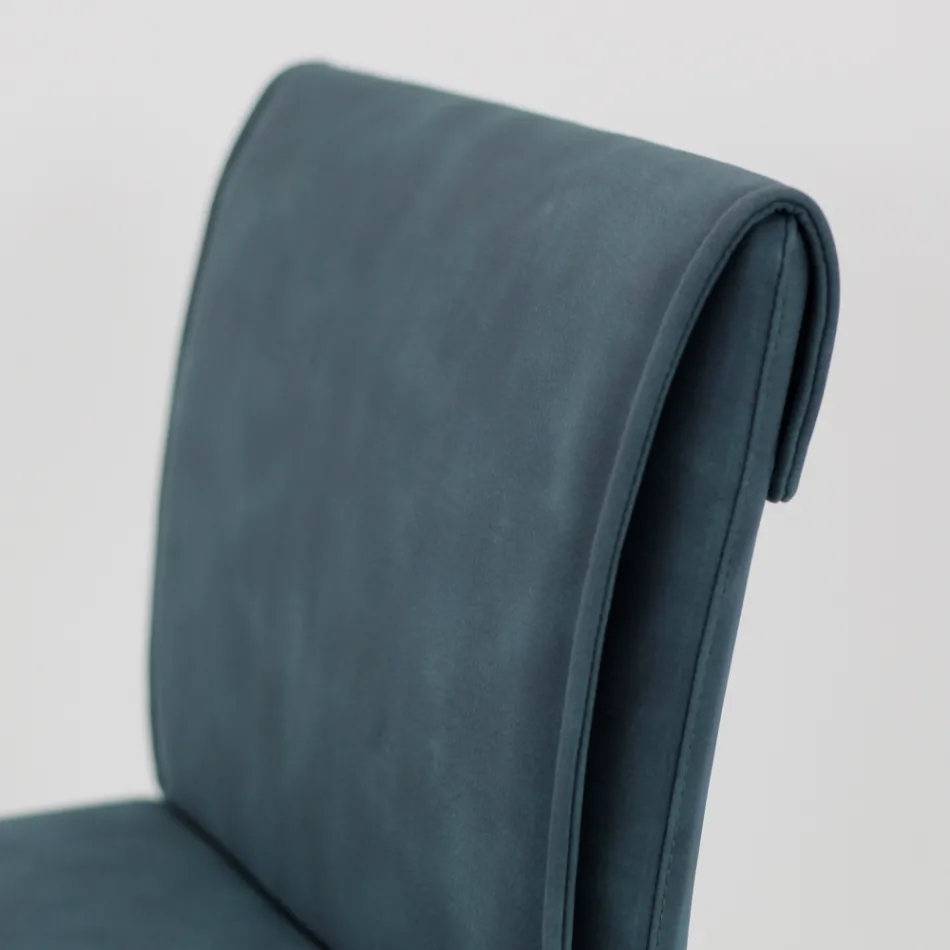 Taburete de salón en piel sintética y estructura en Nikel Made in Italy - Cleto Viadurini