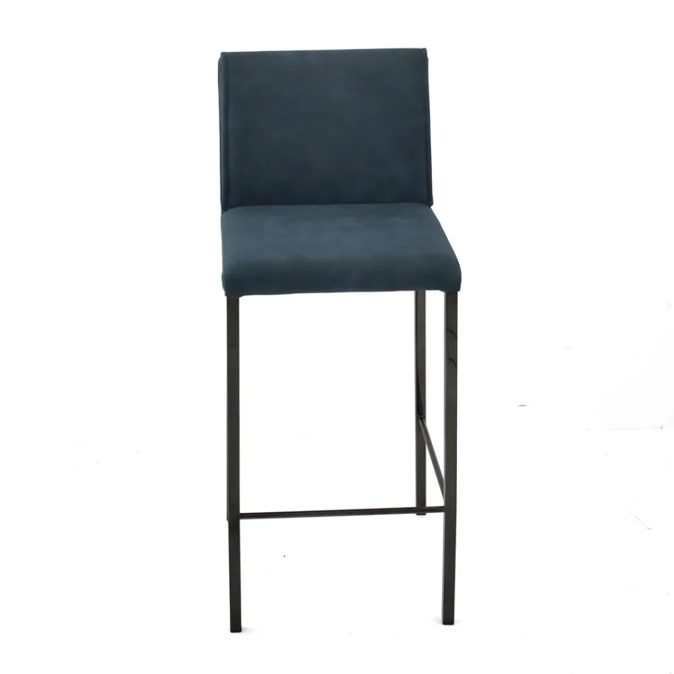 Taburete de salón en piel sintética y estructura en Nikel Made in Italy - Cleto Viadurini