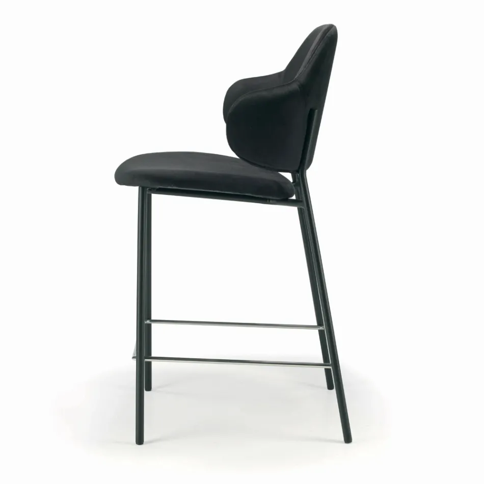 Taburete de salón de acero y terciopelo Made in Italy - Rimini Viadurini