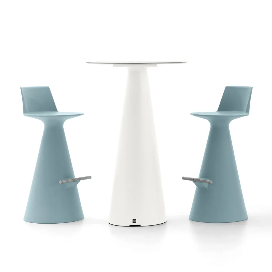 Taburete de Salón de Polietileno con Reposapiés - Ellipse Viadurini