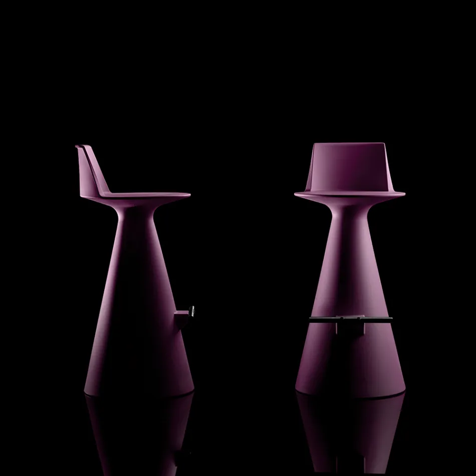 Taburete de Salón de Polietileno con Reposapiés - Ellipse Viadurini