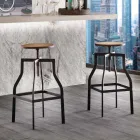 Taburete ajustable de diseño en metal y madera producido en Italia Livorno Viadurini