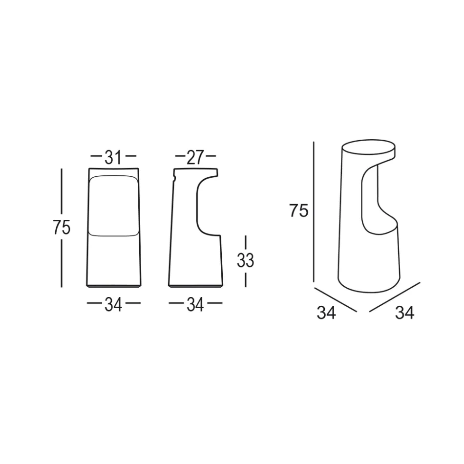 Taburete alto de diseño en polietileno mate para exterior Made in Italy - Forlina Viadurini