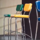 Taburete de diseño años 50 en piel sintética Unica graffiti Viadurini