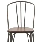 Taburete de diseño moderno estilo industrial en hierro y madera, 2 piezas - Erika Viadurini