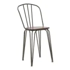 Taburete de diseño moderno estilo industrial en hierro y madera, 2 piezas - Erika Viadurini