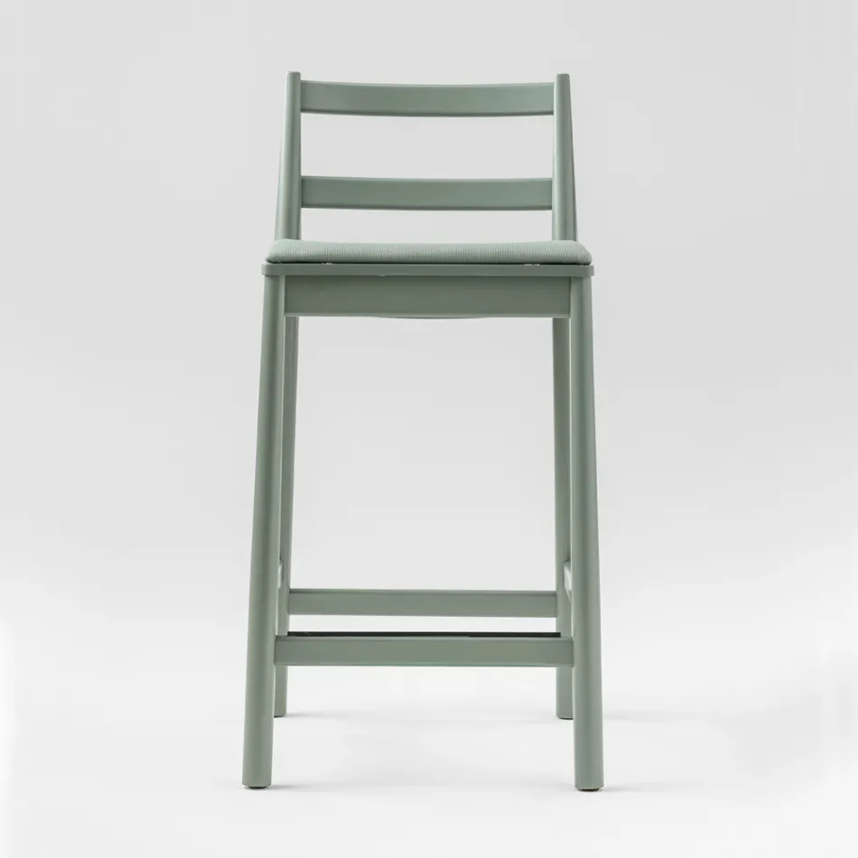 Taburete de lujo en haya maciza con asiento de tela Made in Italy - Nora Viadurini