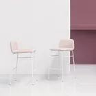 Taburete de lujo revestido en tela con base de metal Made in Italy - Molde Viadurini