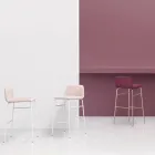 Taburete de lujo revestido en tela con base de metal Made in Italy - Molde Viadurini