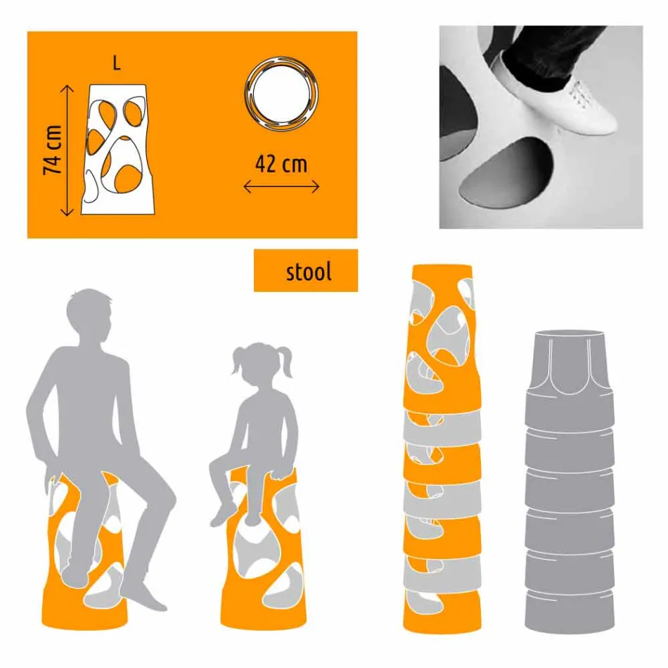 Taburete apilable para interior o exterior blanco o negro 2 piezas - Liberty by Myyour Viadurini