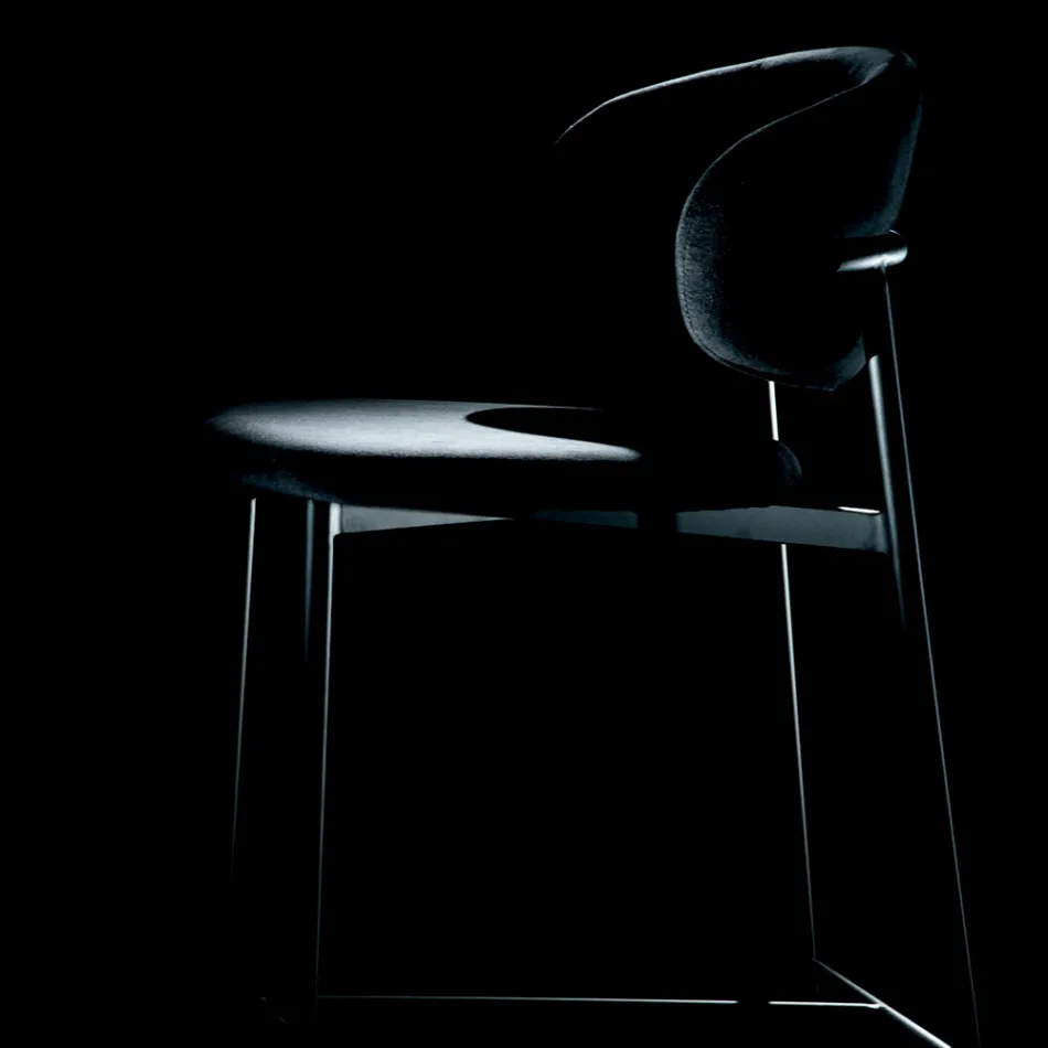 Taburete fijo con asiento y respaldo de terciopelo Made in Italy - Cagliari Viadurini